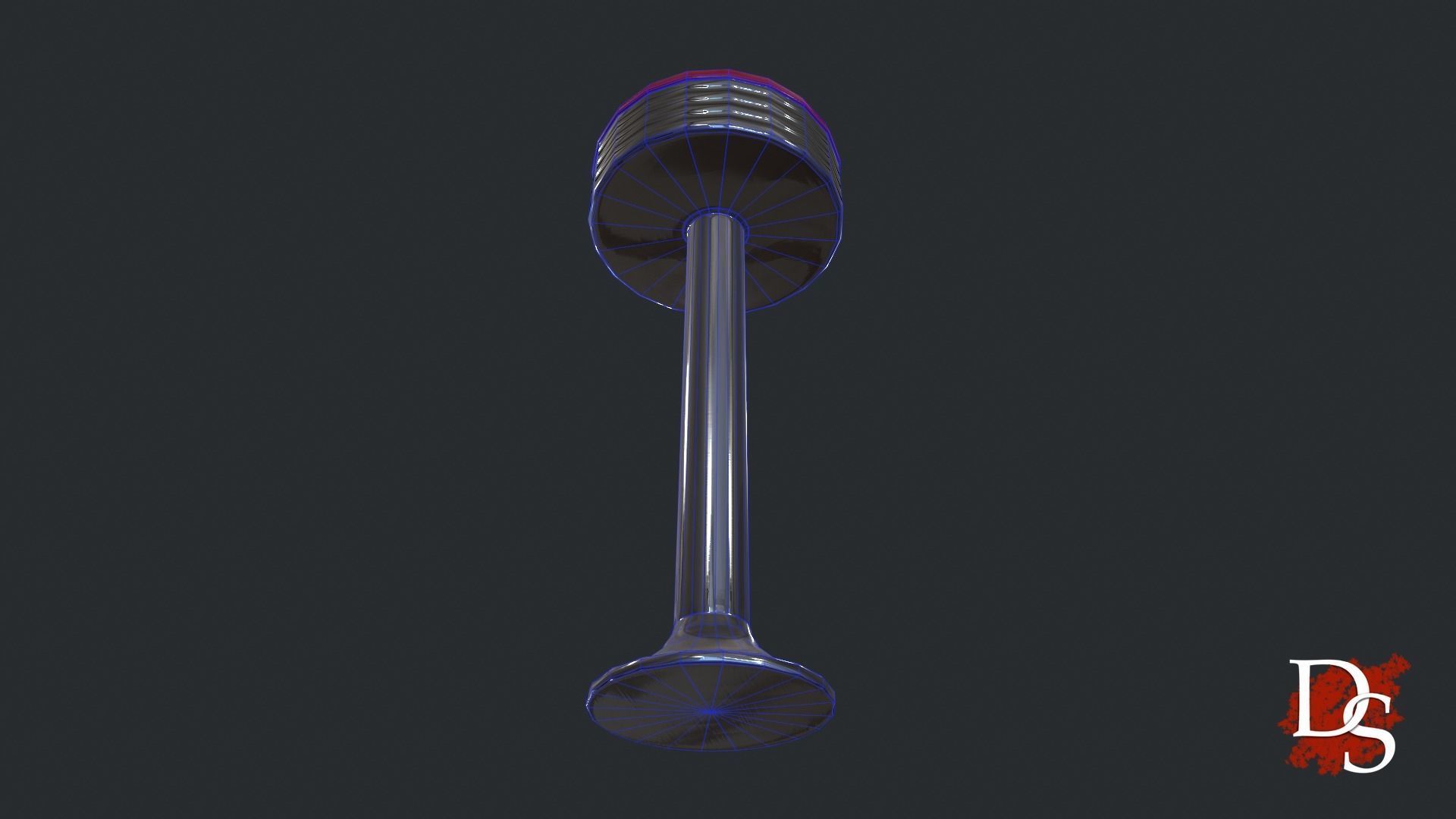 50s Retro Stool Low-poly 3D model_4