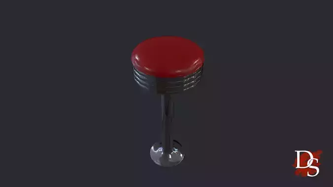 50s Retro Stool Low-poly 3D model