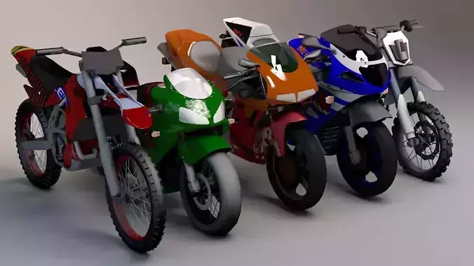 Sports Bike Pack Low-poly 3D model