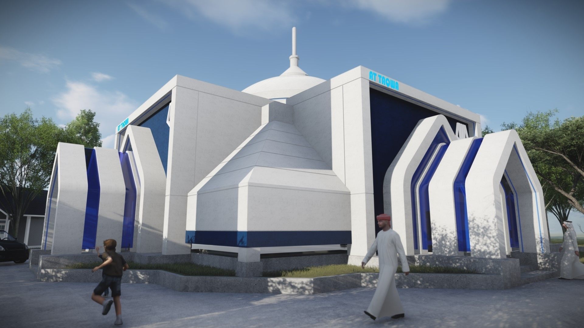 FUTURE MOSQUE Low-poly 3D model_7