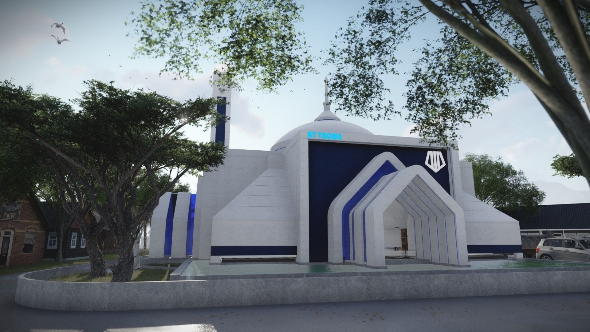 FUTURE MOSQUE Low-poly 3D model_1