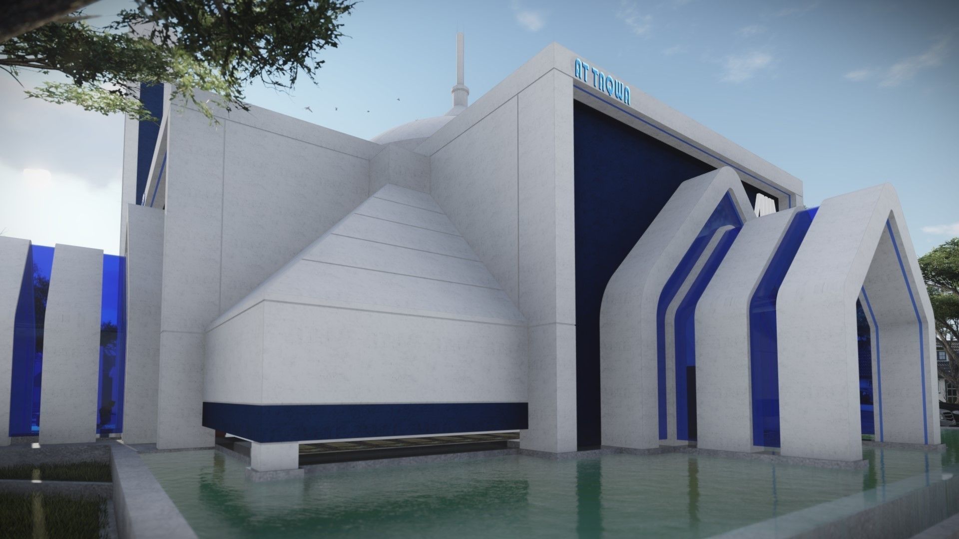 FUTURE MOSQUE Low-poly 3D model_8