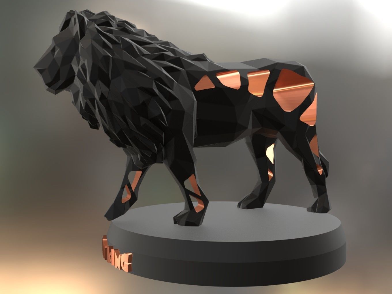 Voronoi Solid Black Lion King 3D print model_5