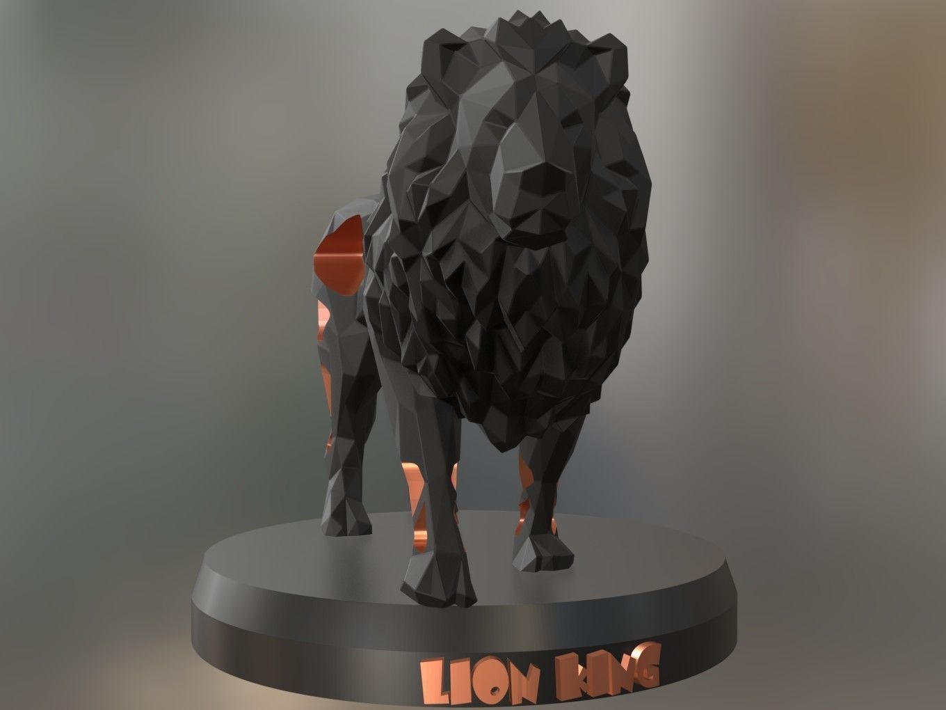 Voronoi Solid Black Lion King 3D print model_2