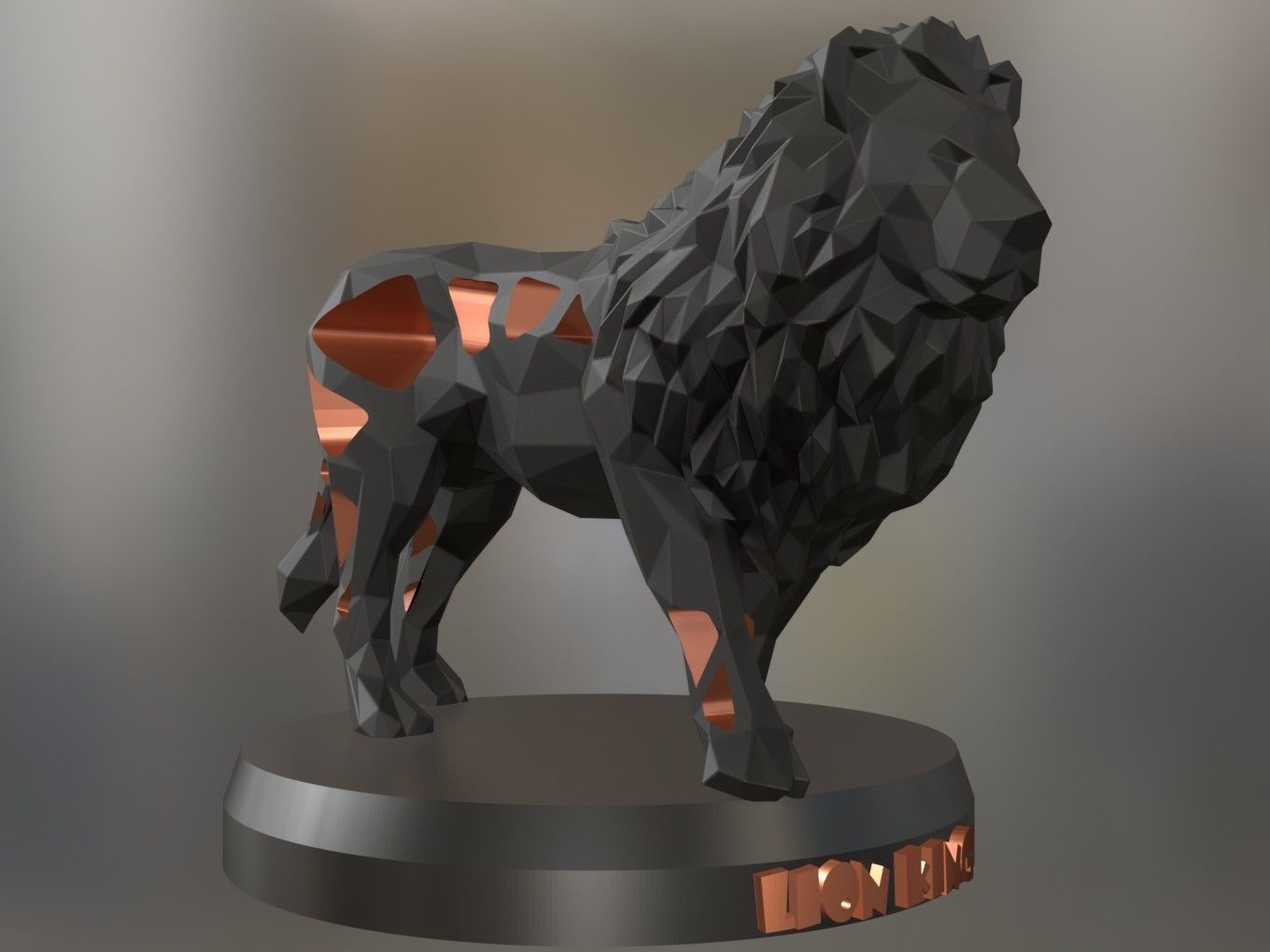 Voronoi Solid Black Lion King 3D print model_1