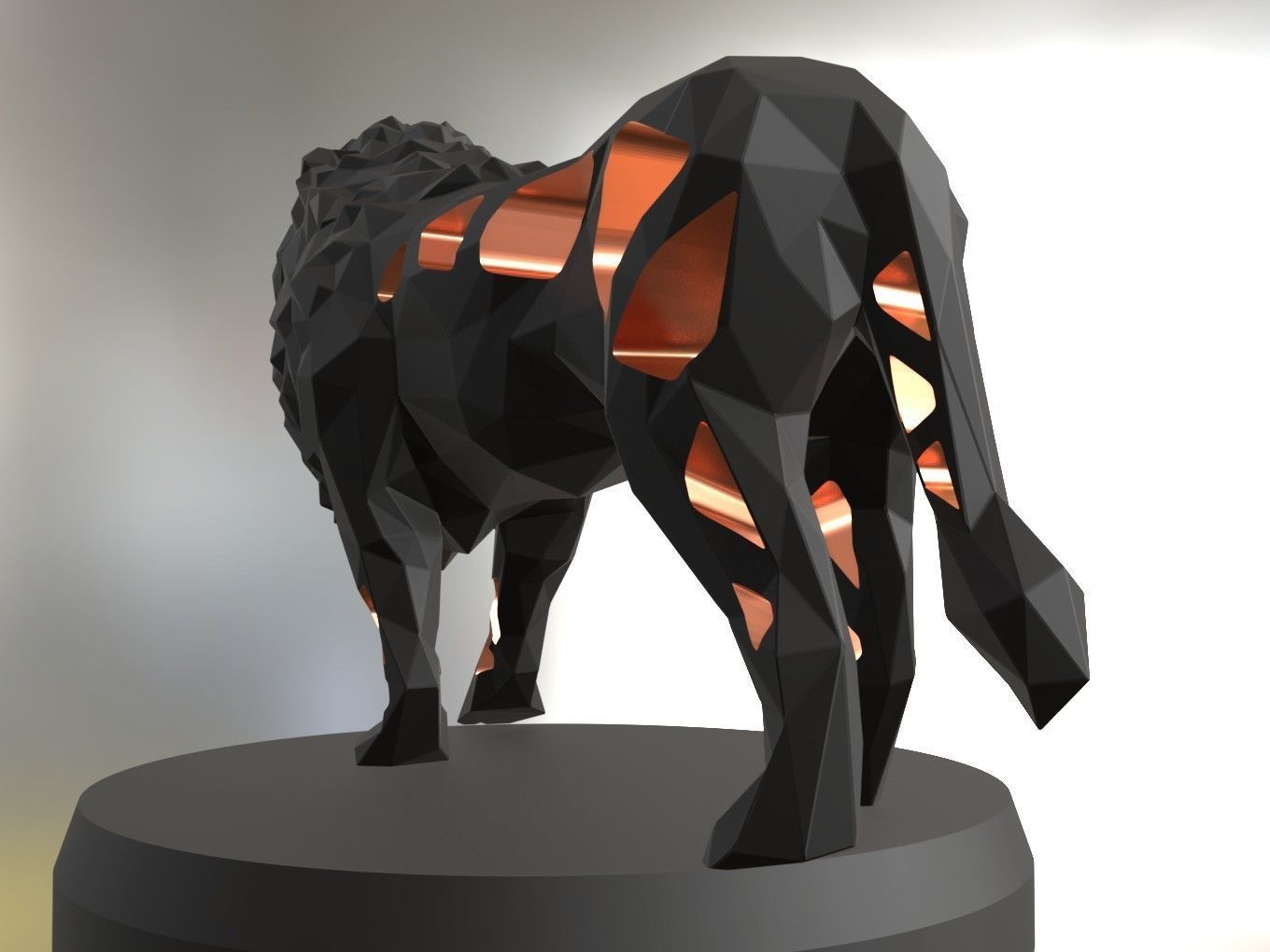 Voronoi Solid Black Lion King 3D print model_7