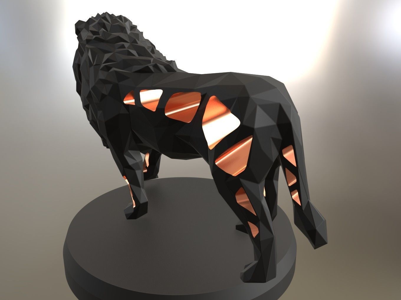 Voronoi Solid Black Lion King 3D print model_6