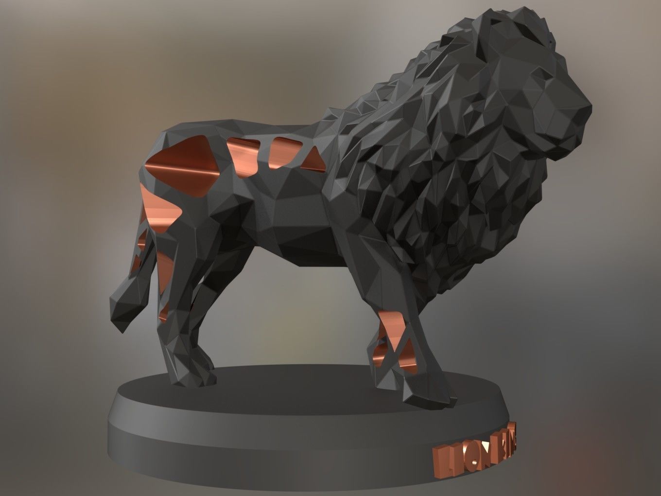 Voronoi Solid Black Lion King 3D print model_9
