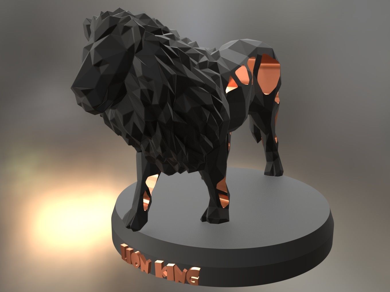 Voronoi Solid Black Lion King 3D print model_4