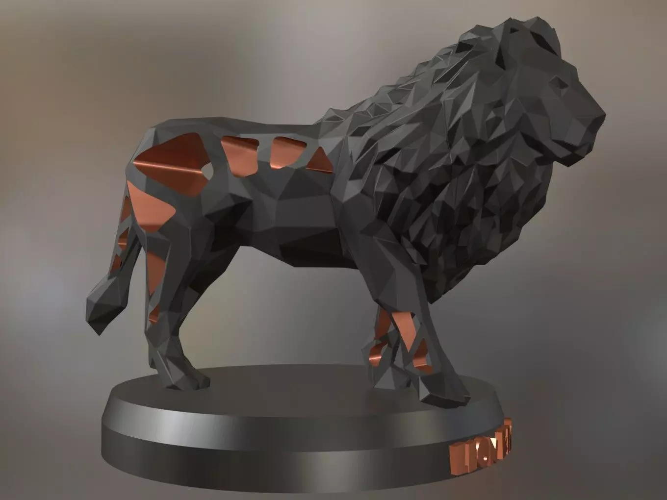 Voronoi Solid Black Lion King 3D print model_0