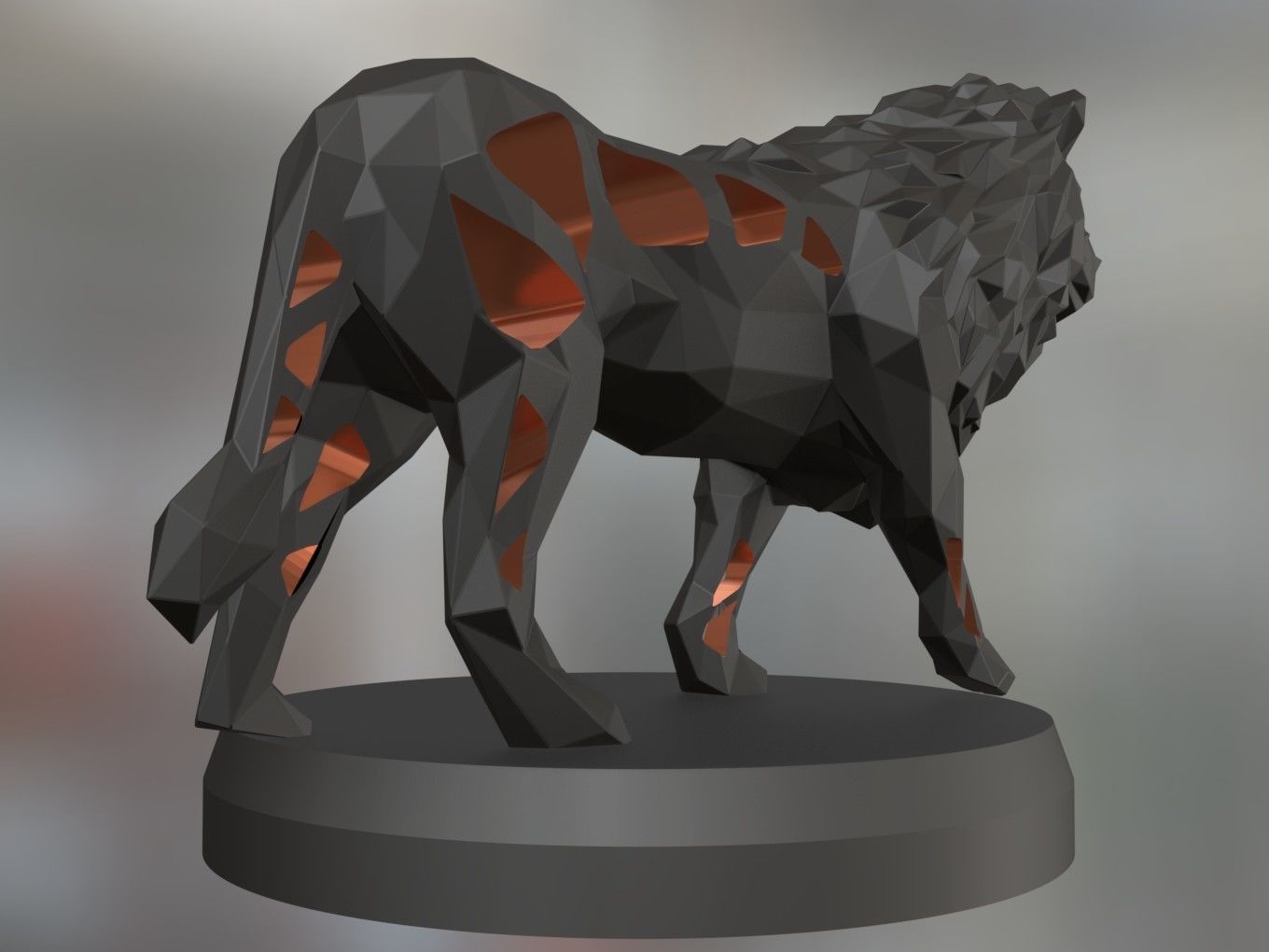 Voronoi Solid Black Lion King 3D print model_8