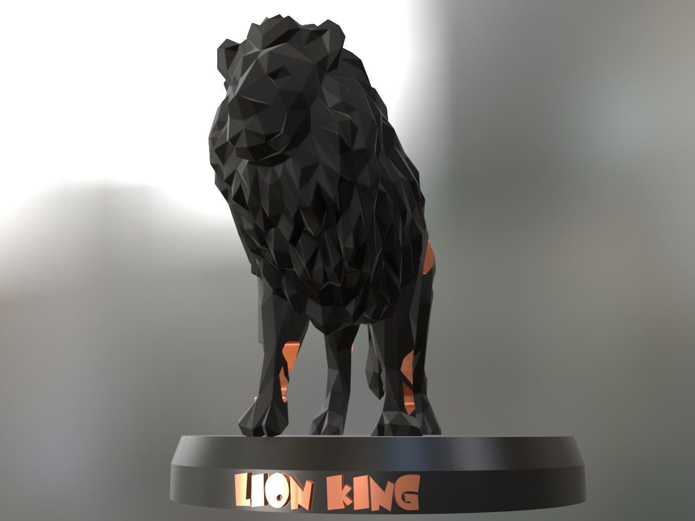 Voronoi Solid Black Lion King 3D print model_3