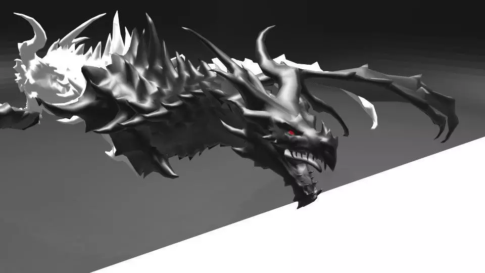 Alduin Black And White Low-poly 3D model