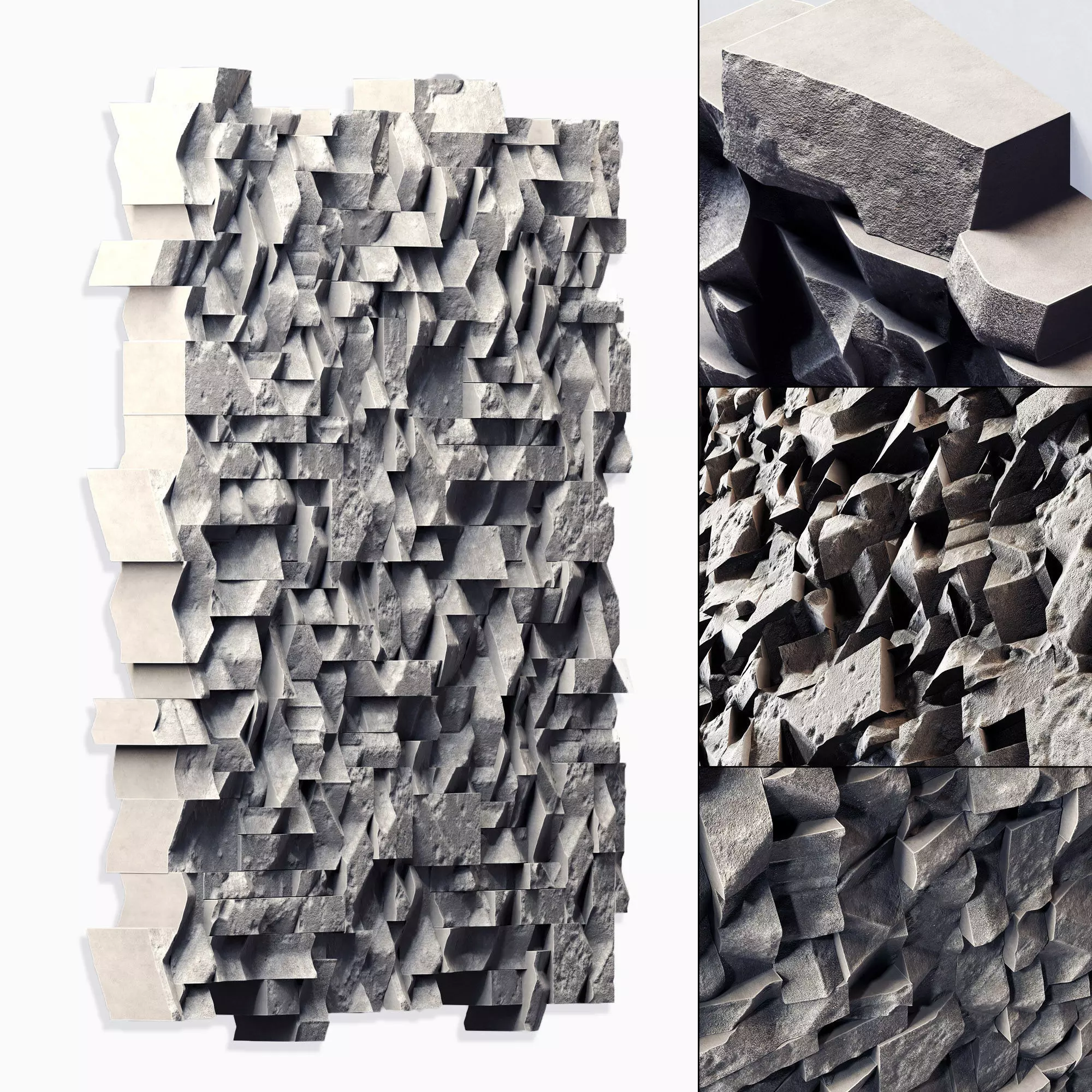 Panel Big Rock block stone n1 3D model