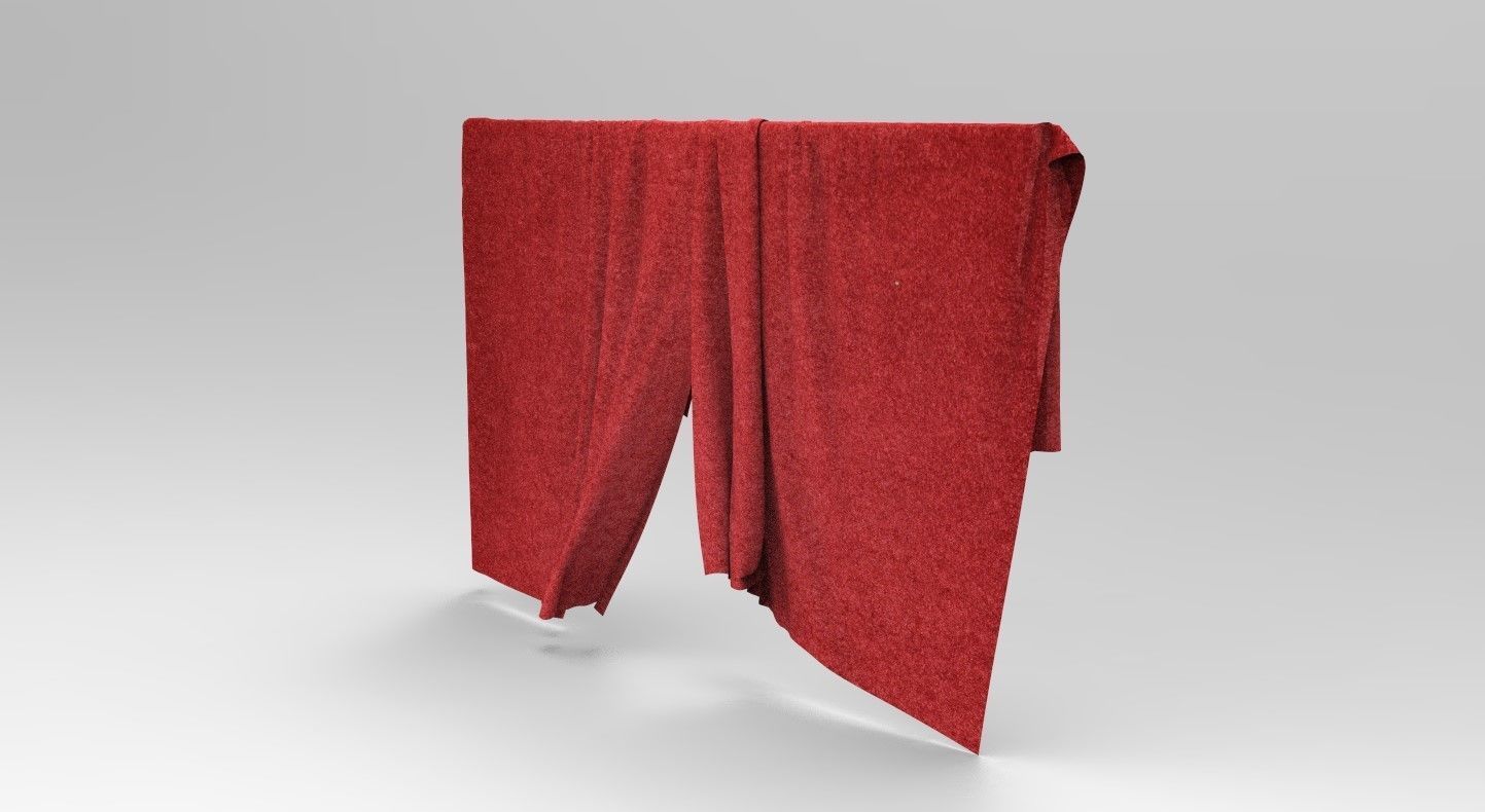 Curtain Cloth 1 Low-poly 3D model_7