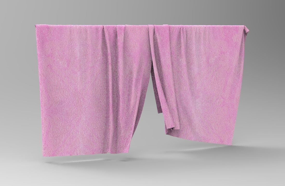 Curtain Cloth 2 Low-poly 3D model_2