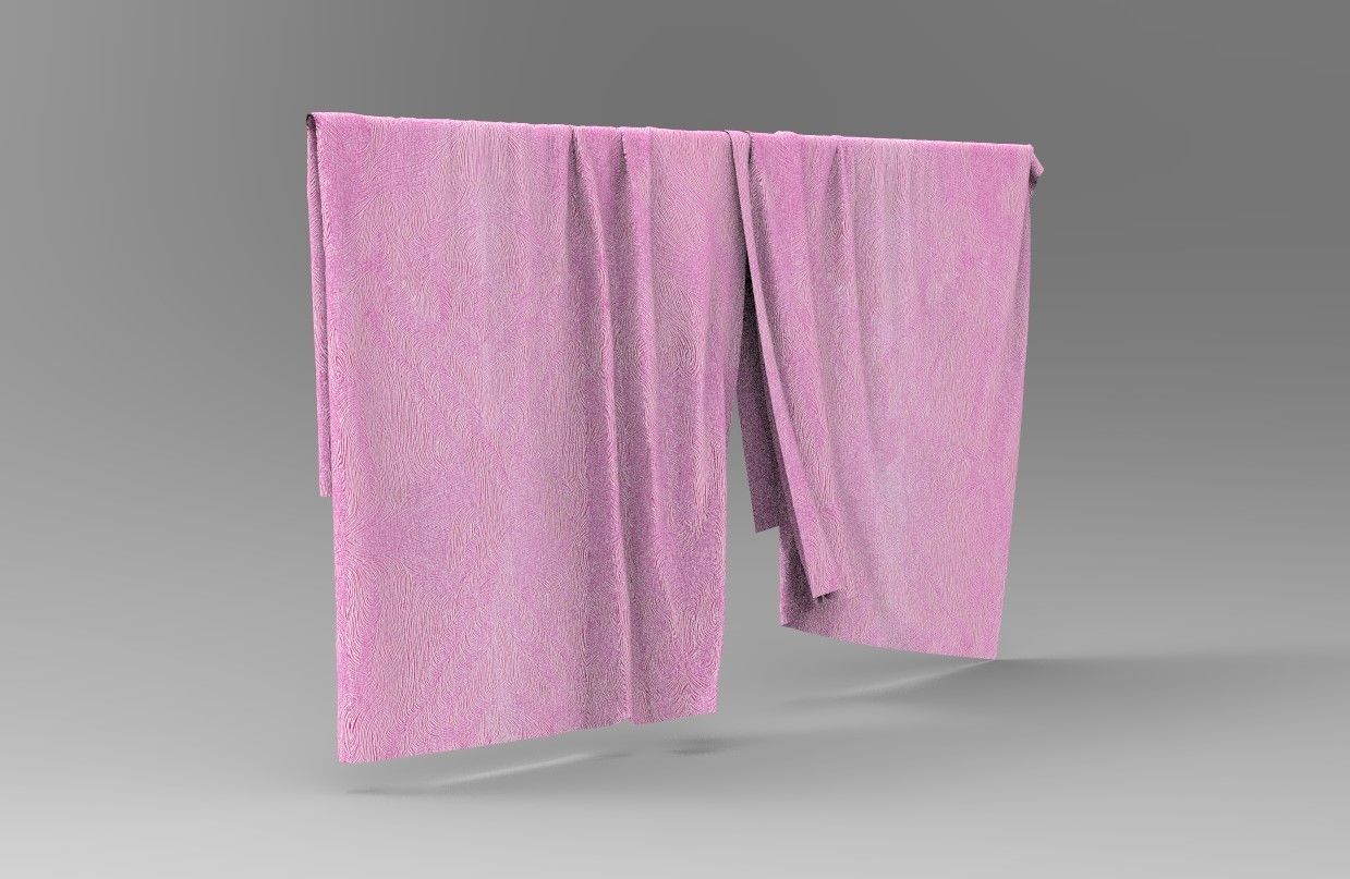 Curtain Cloth 2 Low-poly 3D model_5