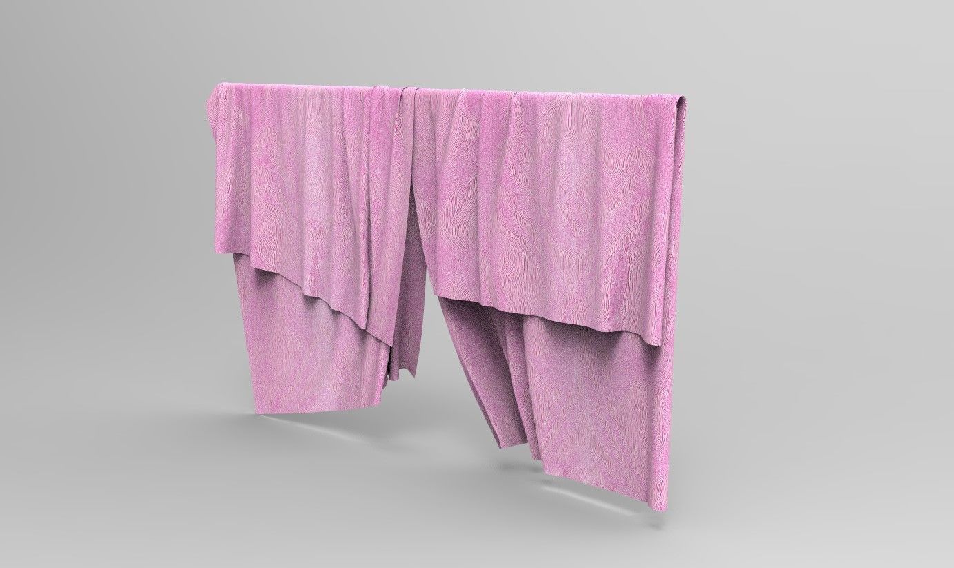 Curtain Cloth 2 Low-poly 3D model_7
