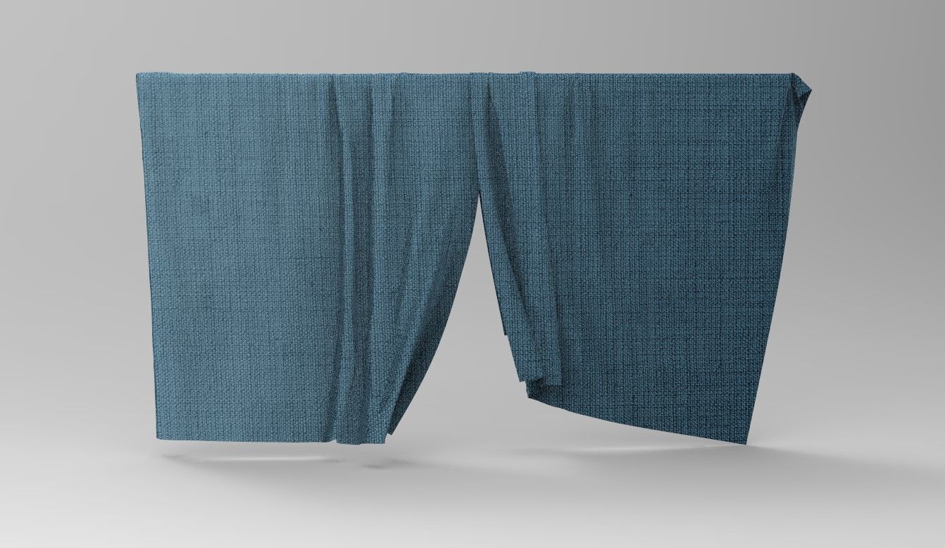Curtain Cloth 3 Low-poly 3D model_1