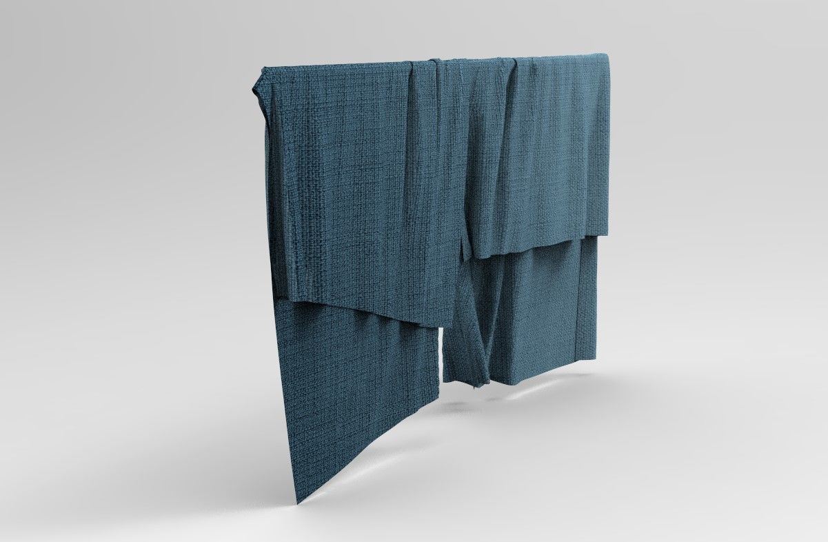 Curtain Cloth 3 Low-poly 3D model_11