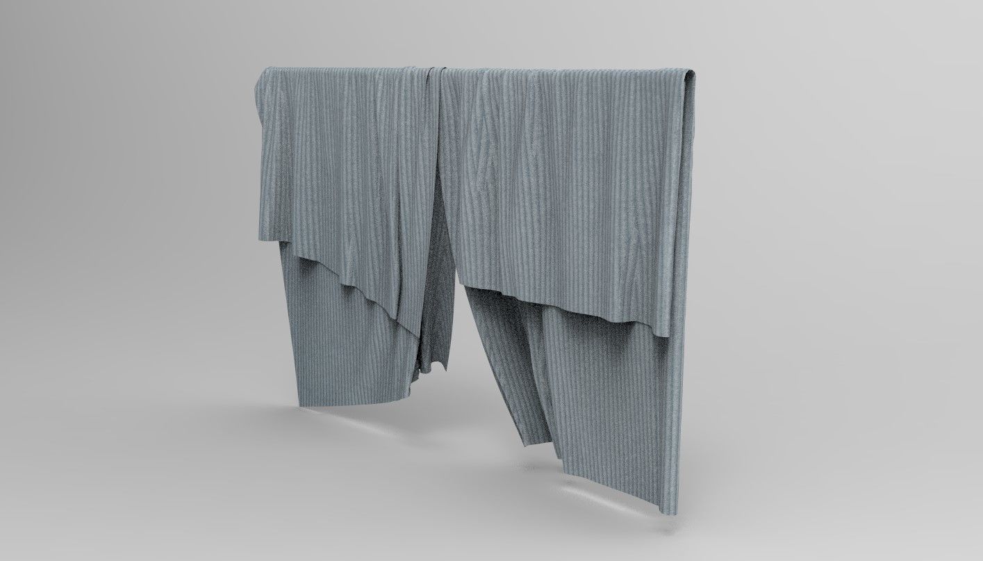 Curtain Cloth a Low-poly 3D model_3
