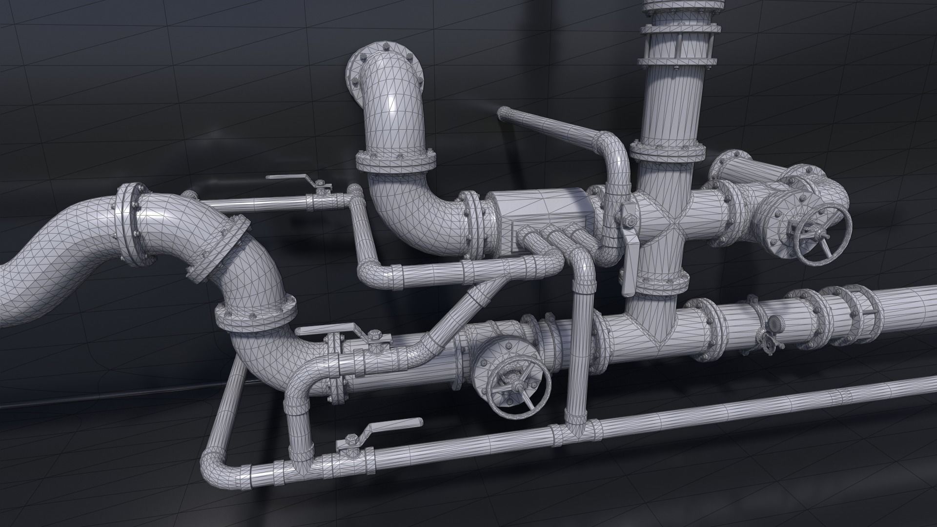Pipe Kit Low-poly 3D model_8