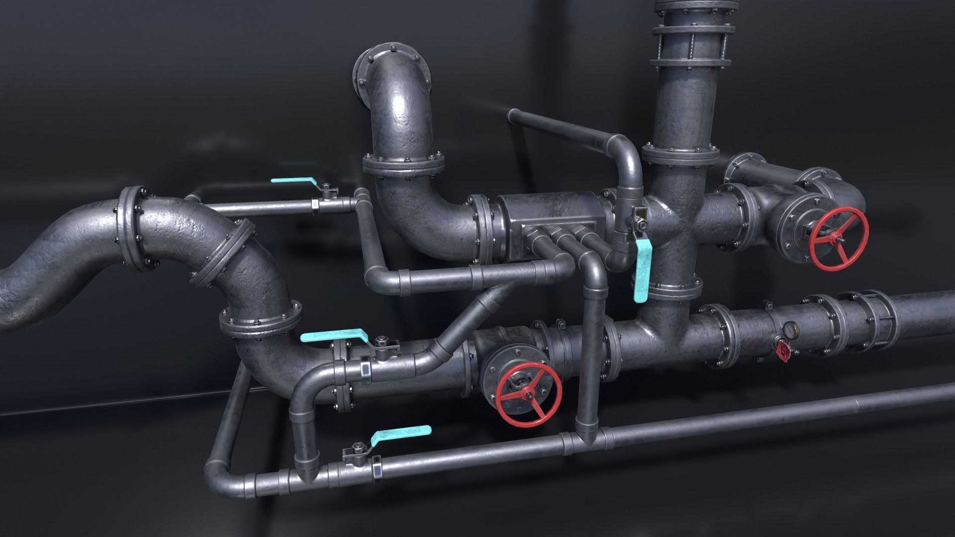 Pipe Kit Low-poly 3D model_4