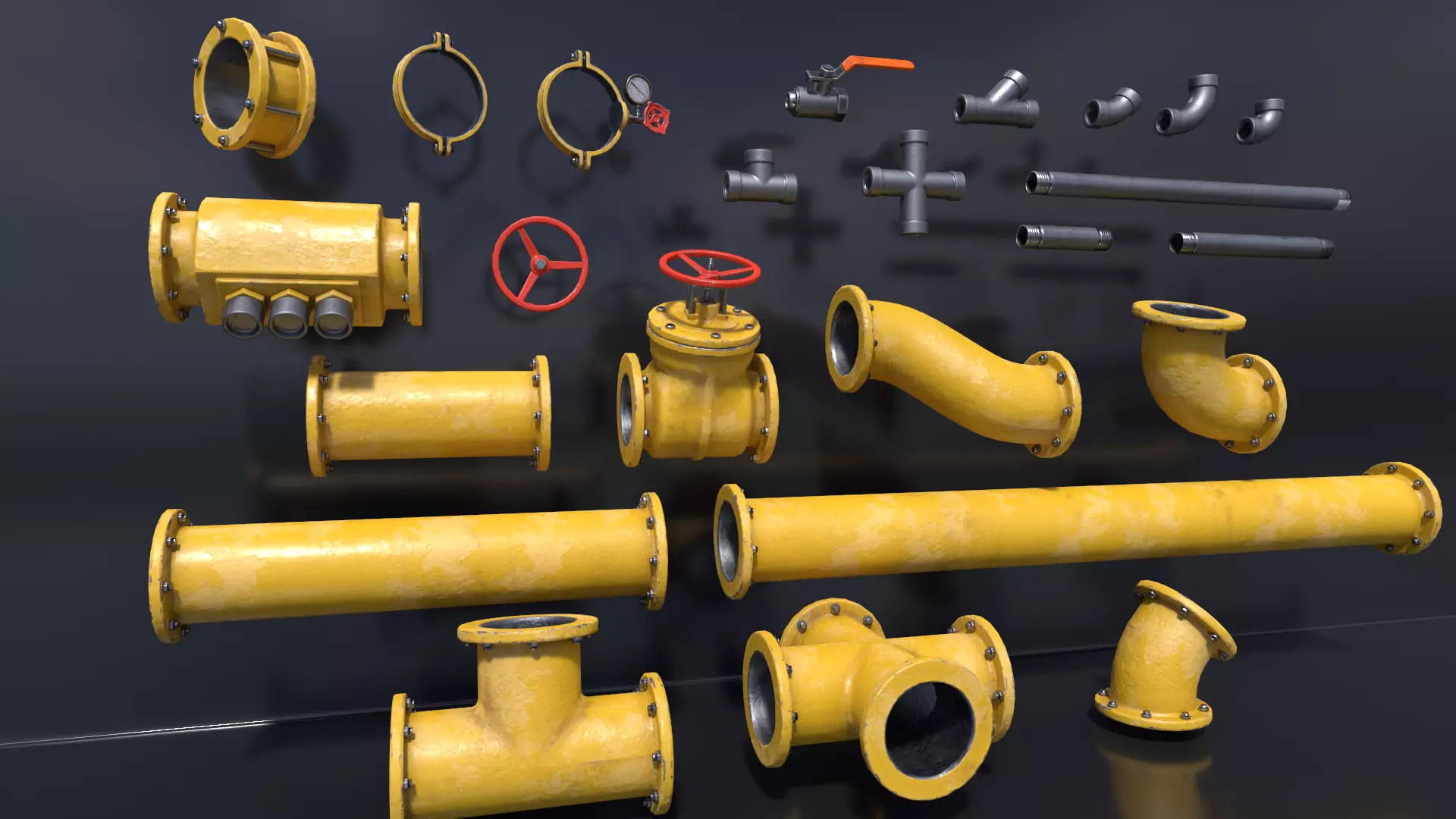 Pipe Kit Low-poly 3D model_0