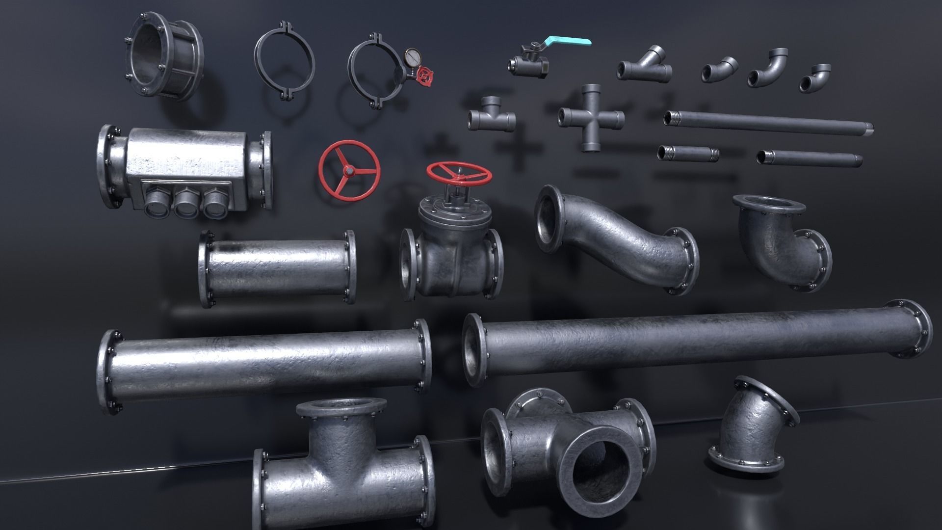 Pipe Kit Low-poly 3D model_5