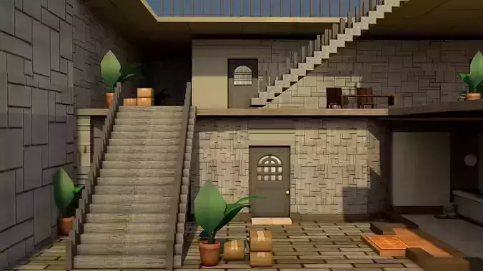 Realistic Suburb Neighborhood House Low-poly 3D model