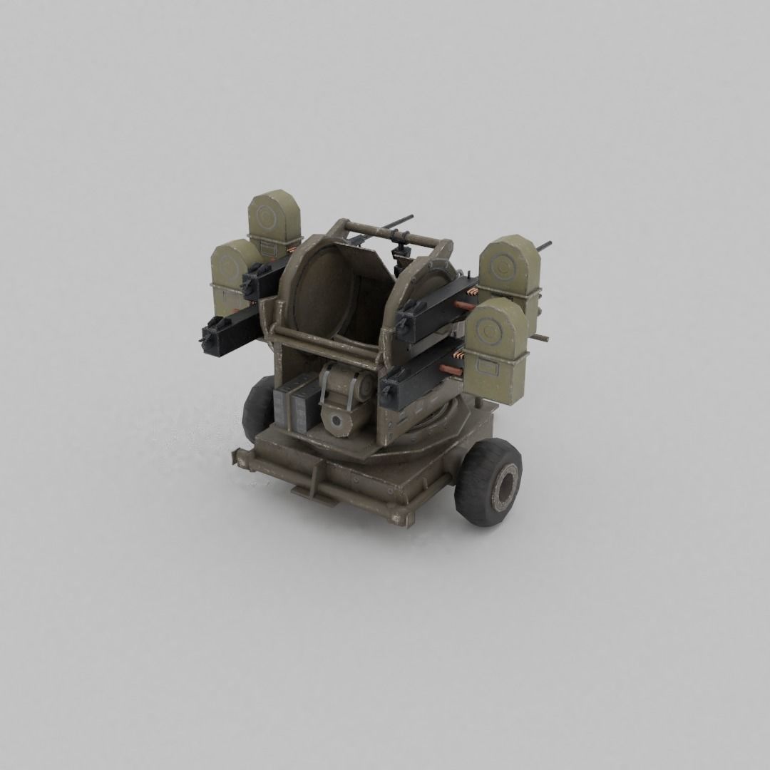 M45 Quadmount meat chopper AA Gun Low-poly 3D model_18