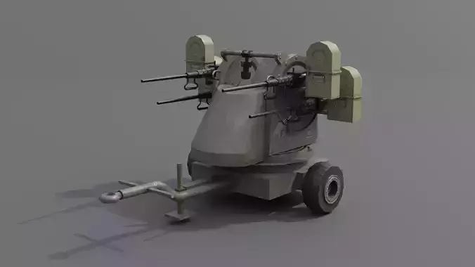 M45 Quadmount meat chopper AA Gun Low-poly 3D model