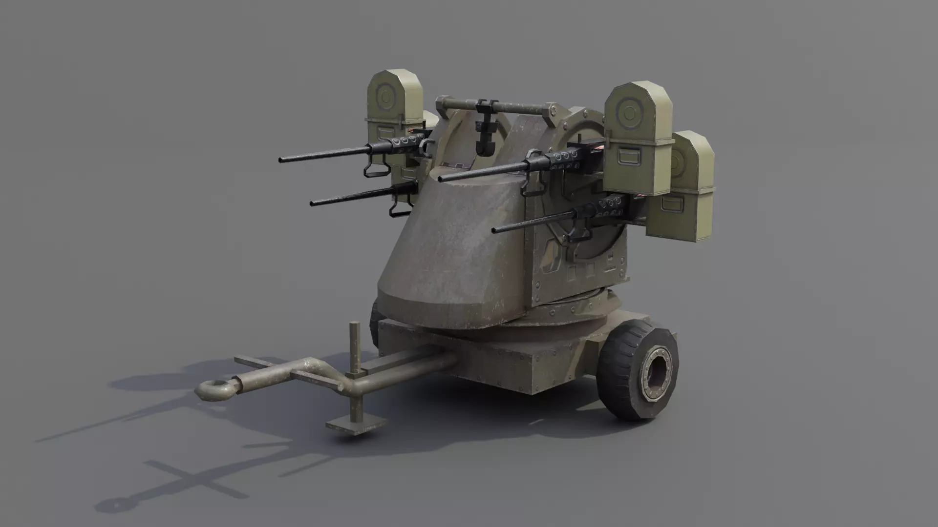 M45 Quadmount meat chopper AA Gun Low-poly 3D model_0