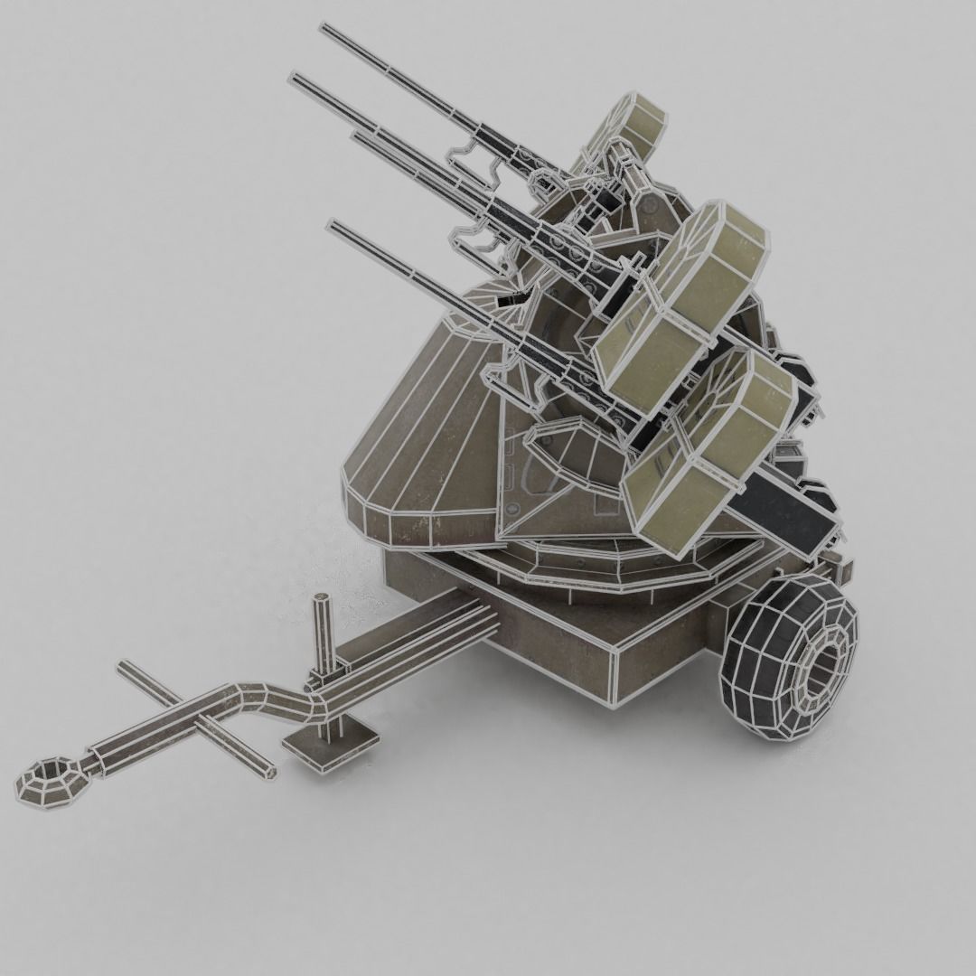 M45 Quadmount meat chopper AA Gun Low-poly 3D model_3