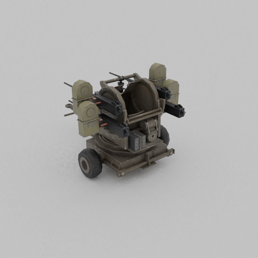 M45 Quadmount meat chopper AA Gun Low-poly 3D model_21