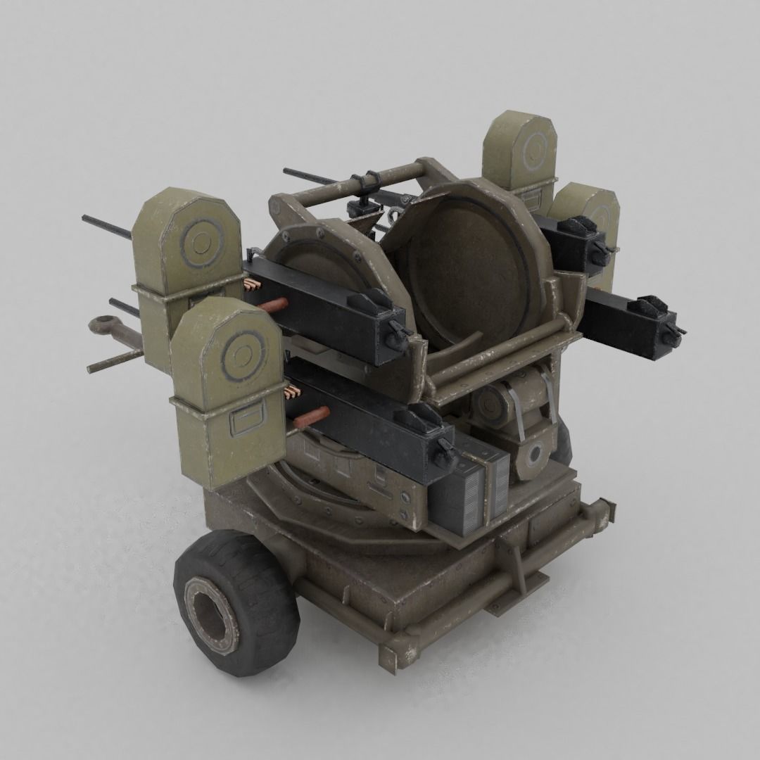 M45 Quadmount meat chopper AA Gun Low-poly 3D model_8
