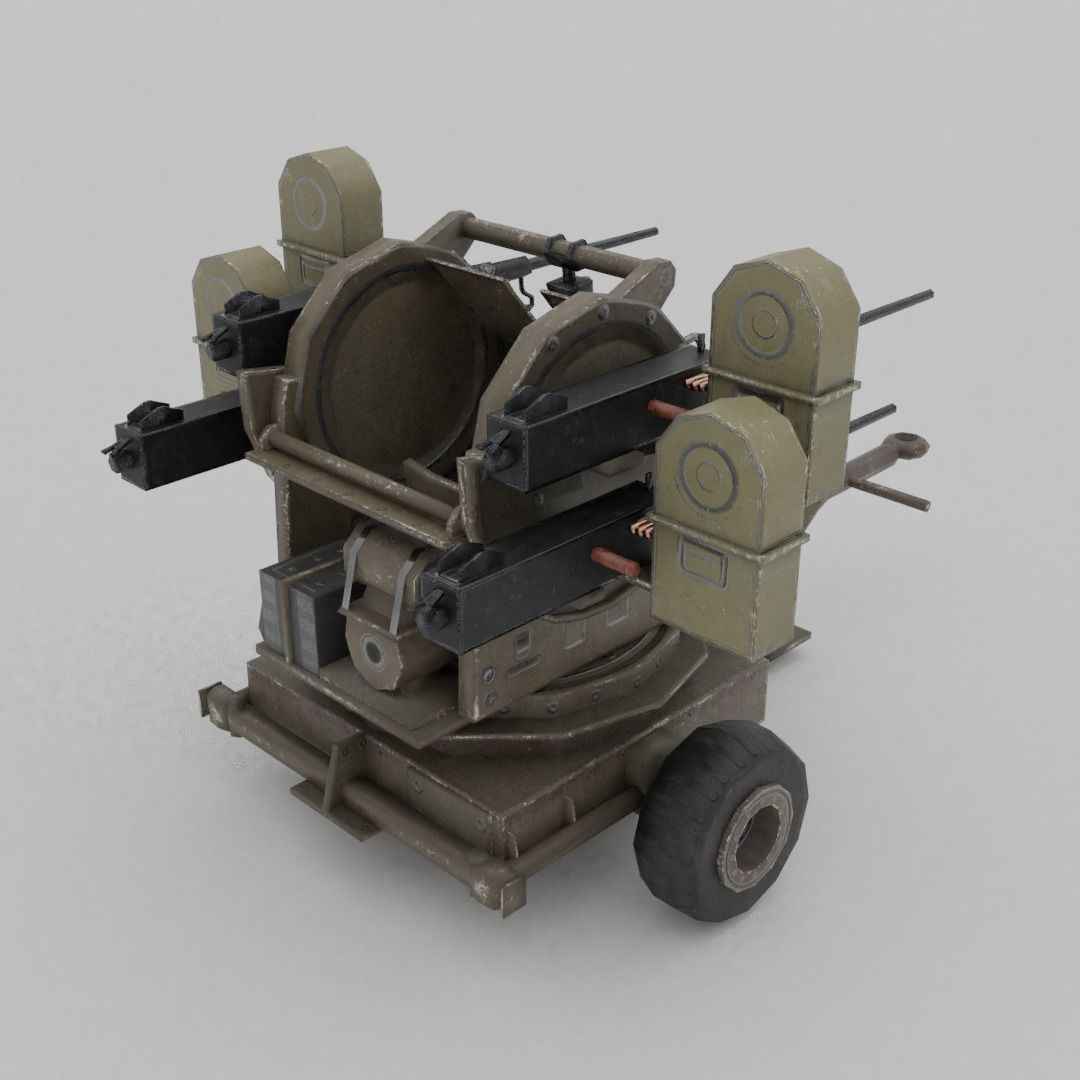 M45 Quadmount meat chopper AA Gun Low-poly 3D model_6