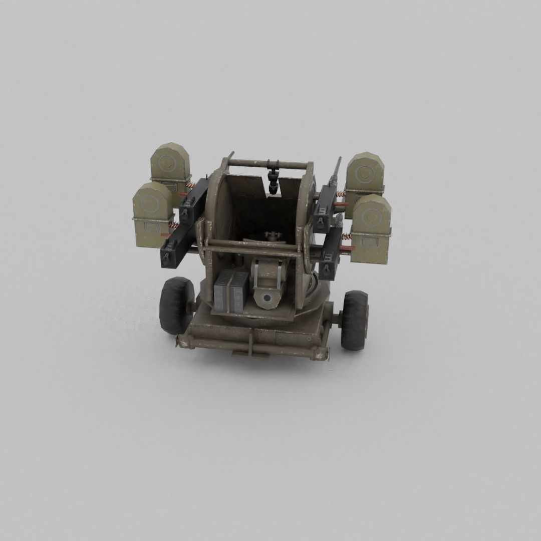 M45 Quadmount meat chopper AA Gun Low-poly 3D model_19