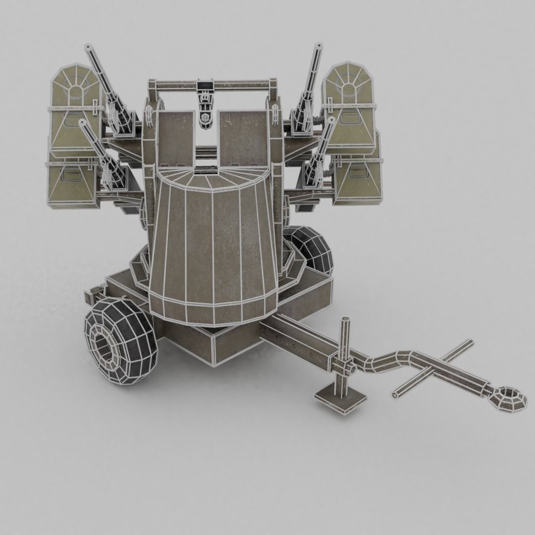 M45 Quadmount meat chopper AA Gun Low-poly 3D model_5