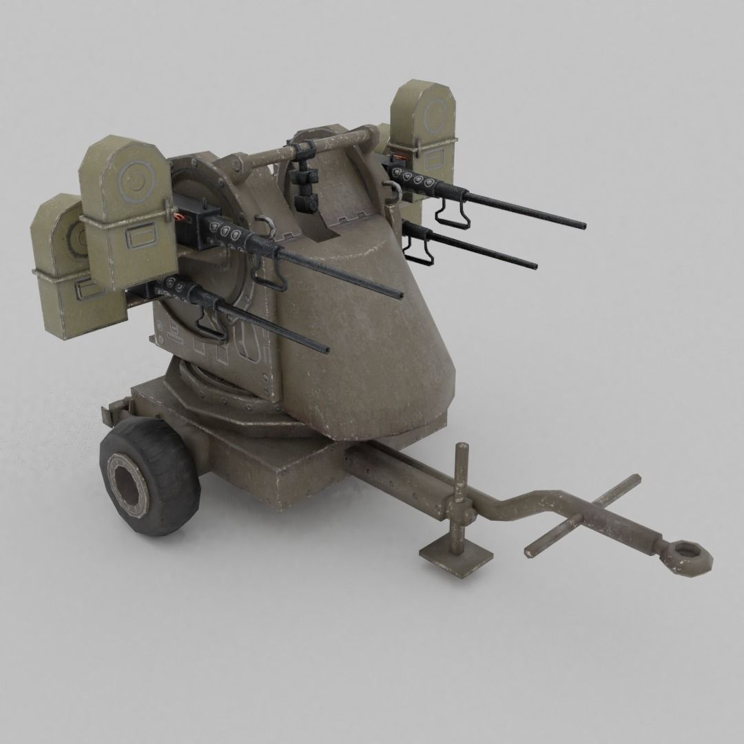 M45 Quadmount meat chopper AA Gun Low-poly 3D model_4