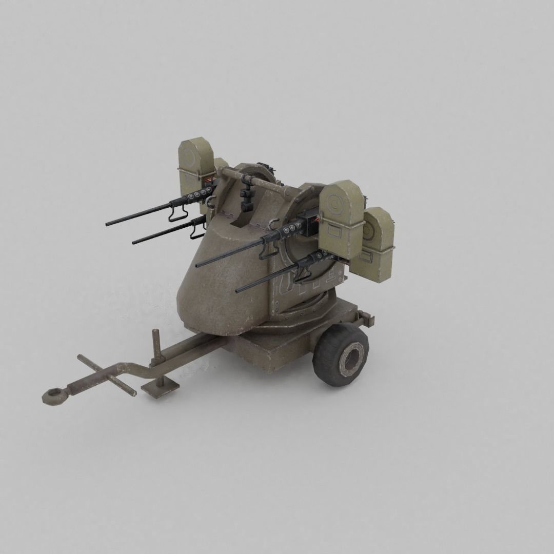 M45 Quadmount meat chopper AA Gun Low-poly 3D model_10