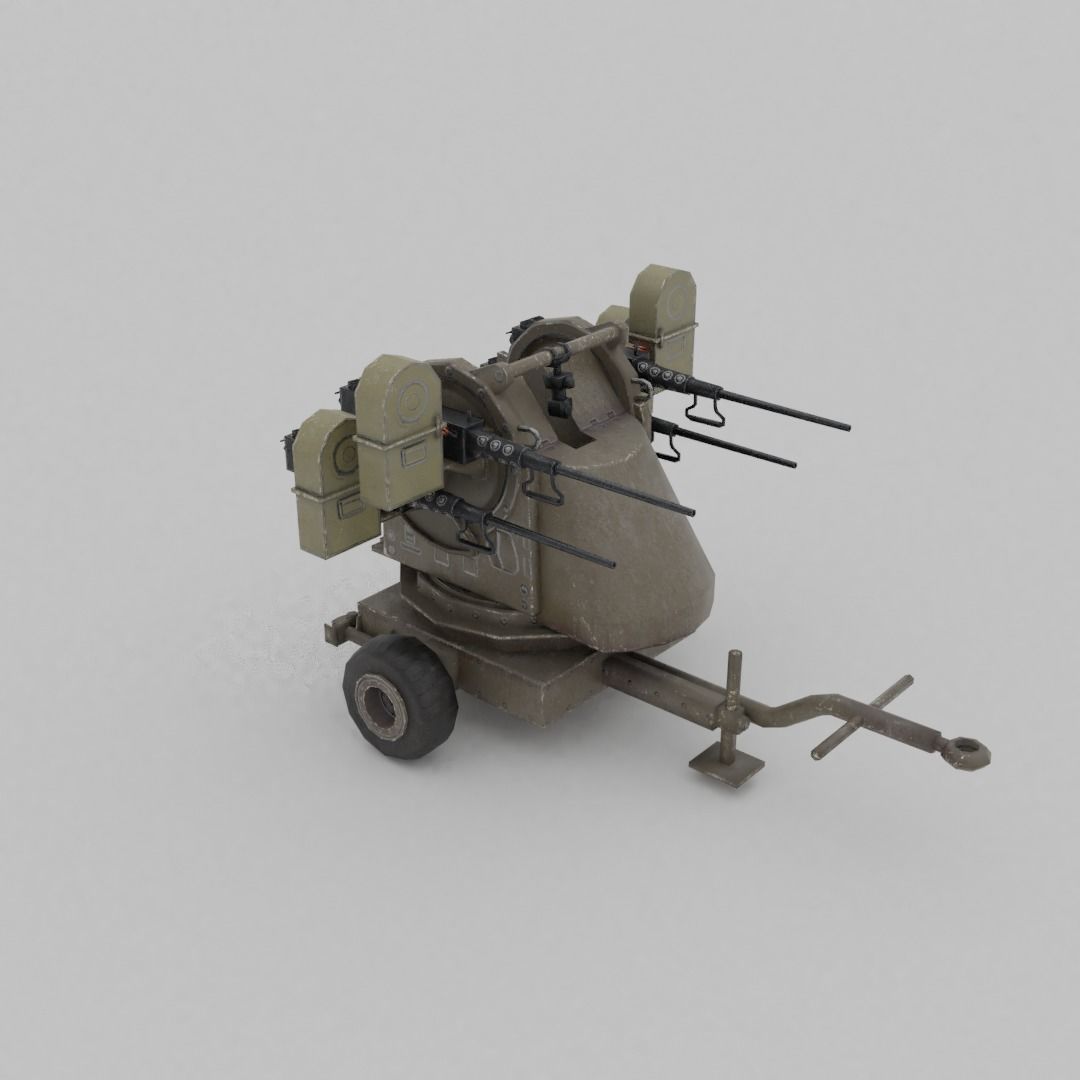 M45 Quadmount meat chopper AA Gun Low-poly 3D model_14