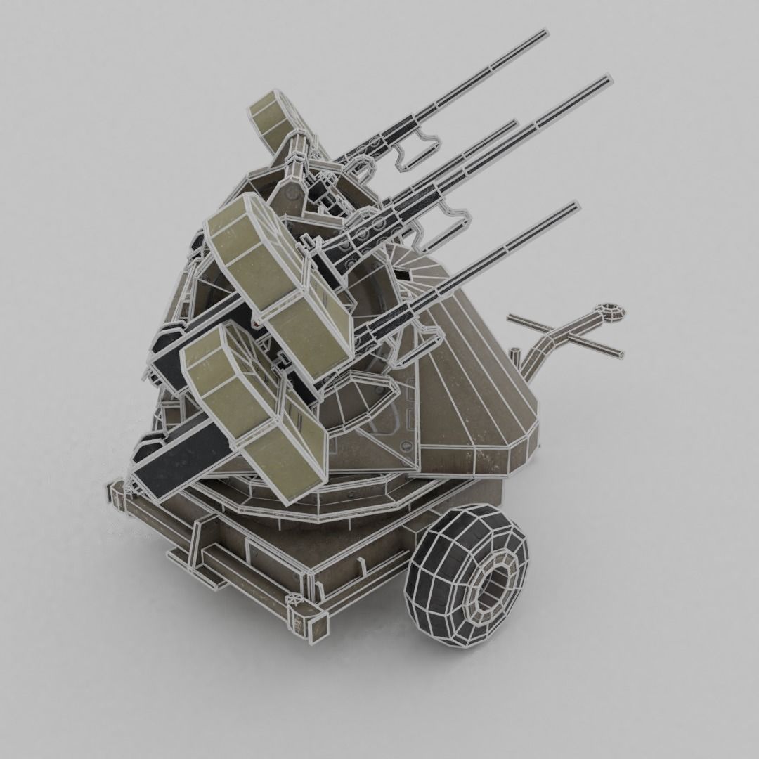 M45 Quadmount meat chopper AA Gun Low-poly 3D model_7