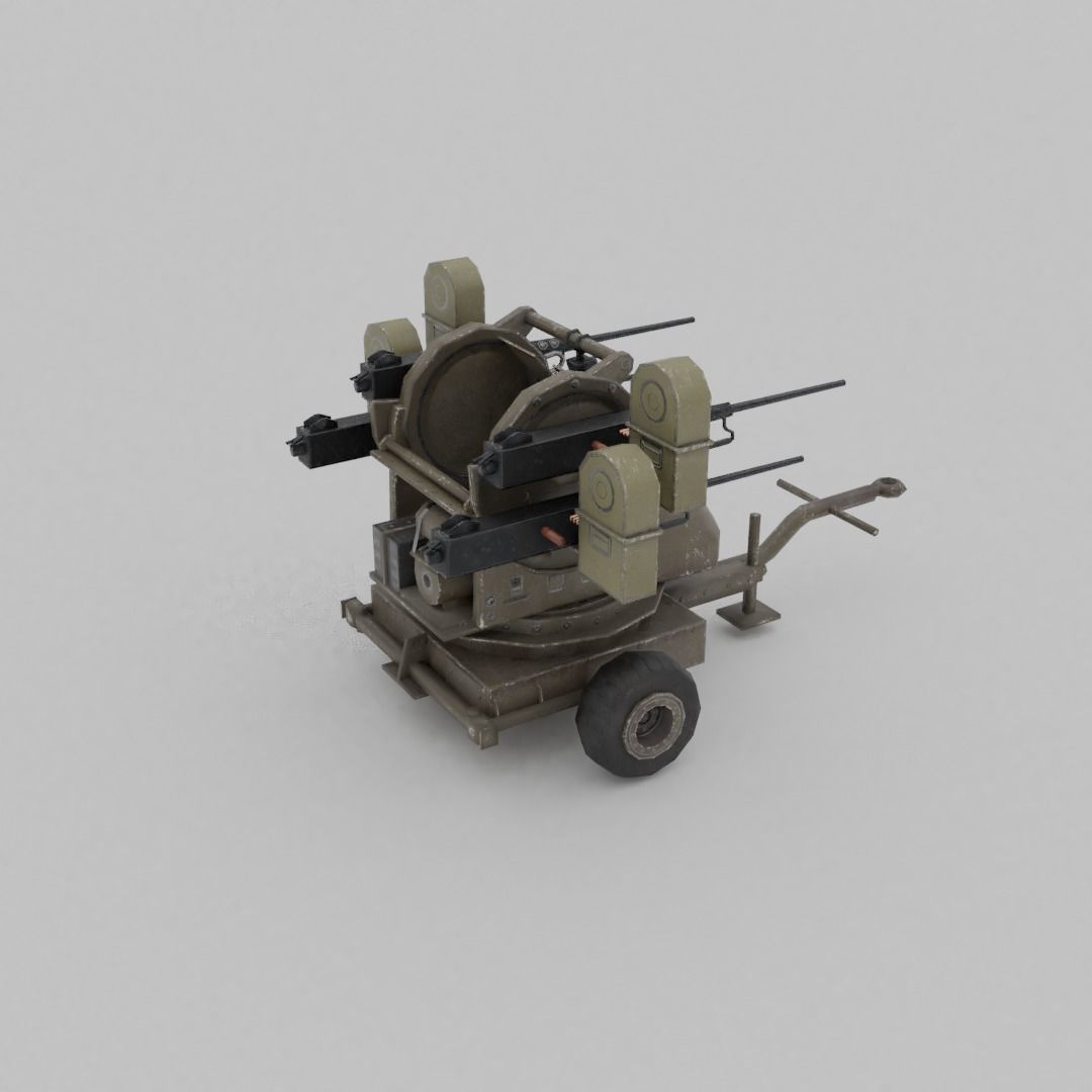 M45 Quadmount meat chopper AA Gun Low-poly 3D model_17