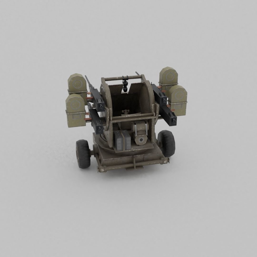 M45 Quadmount meat chopper AA Gun Low-poly 3D model_20