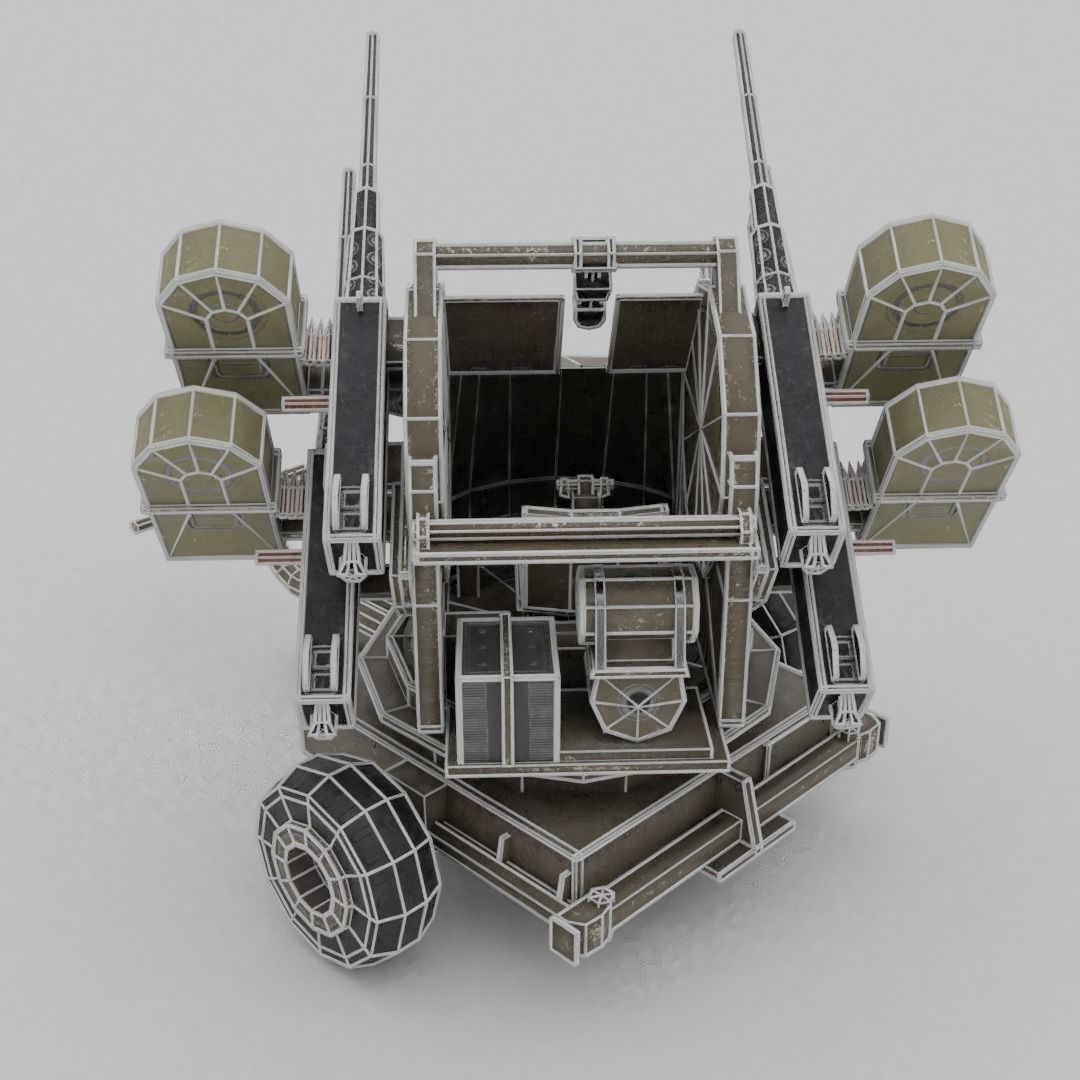 M45 Quadmount meat chopper AA Gun Low-poly 3D model_9