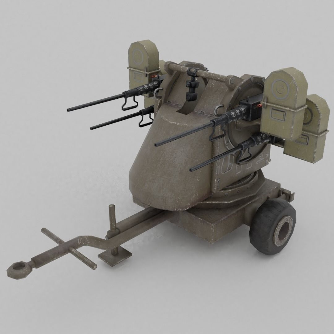 M45 Quadmount meat chopper AA Gun Low-poly 3D model_2
