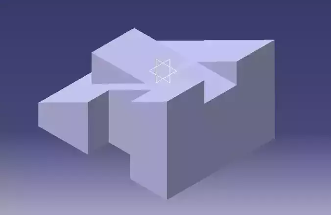 3d CAD model cube with star in middle
