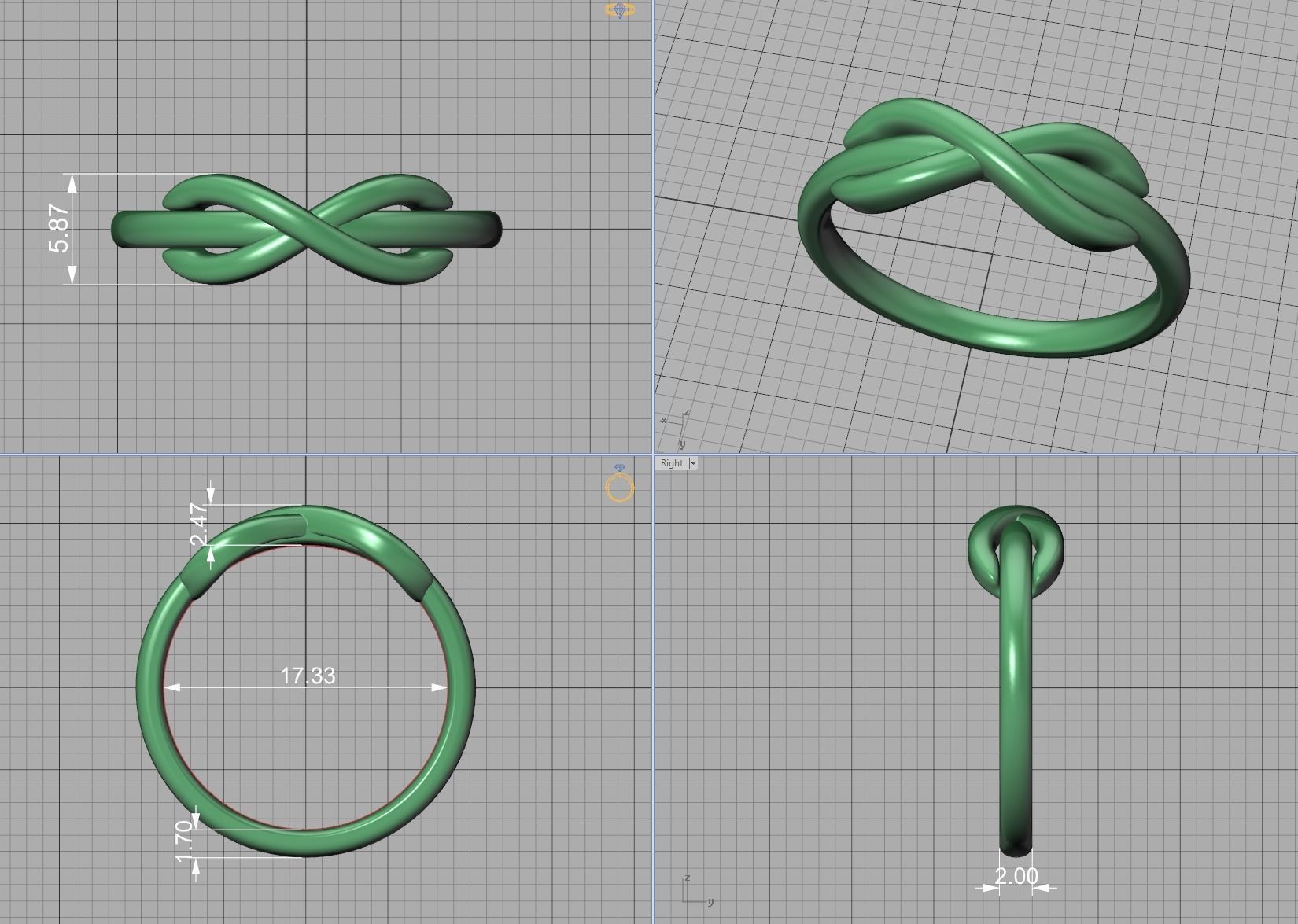 Infinity Knot Ring T-style 3dmodel 3D print model_11
