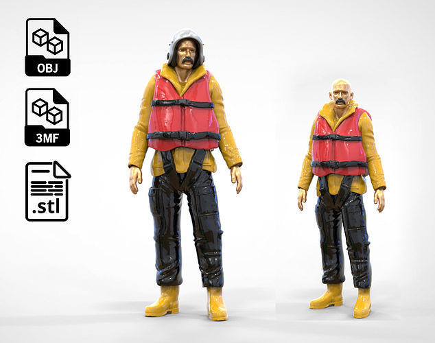 N2 Lifeboat Crew Volunteer  RNLI Rescue crew 3D print model
